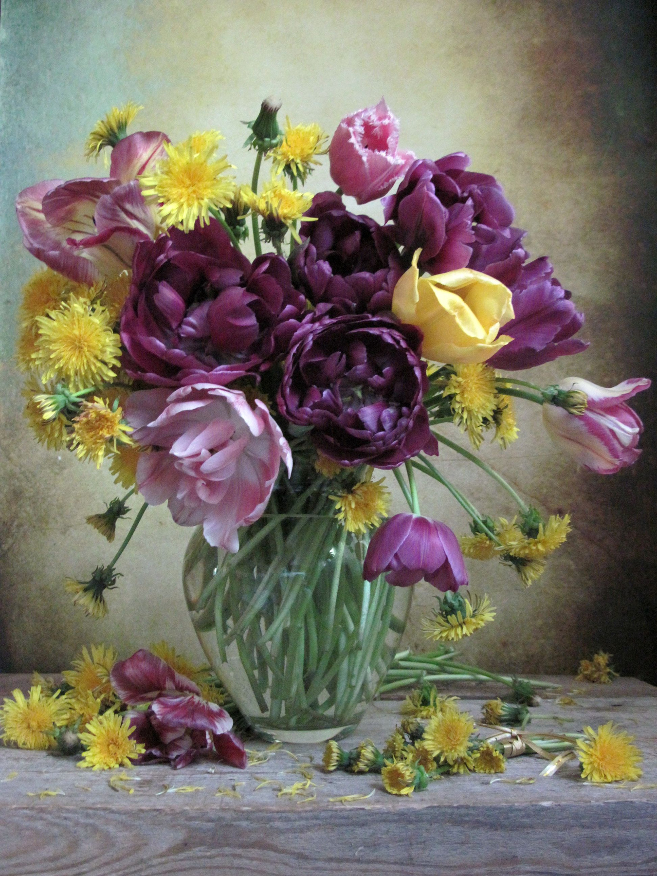 *** цветы букет тюльпаны одуванчики наталия тихомирова celesta