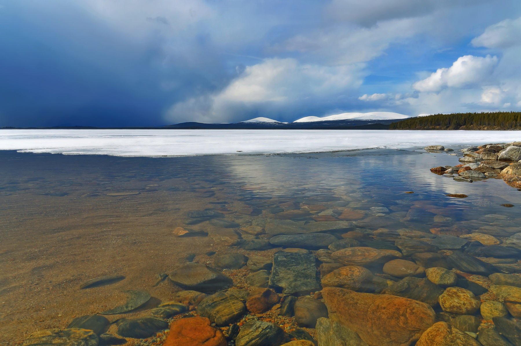 Озеро Колвицкое озеро Мурманская область заполярье лед
