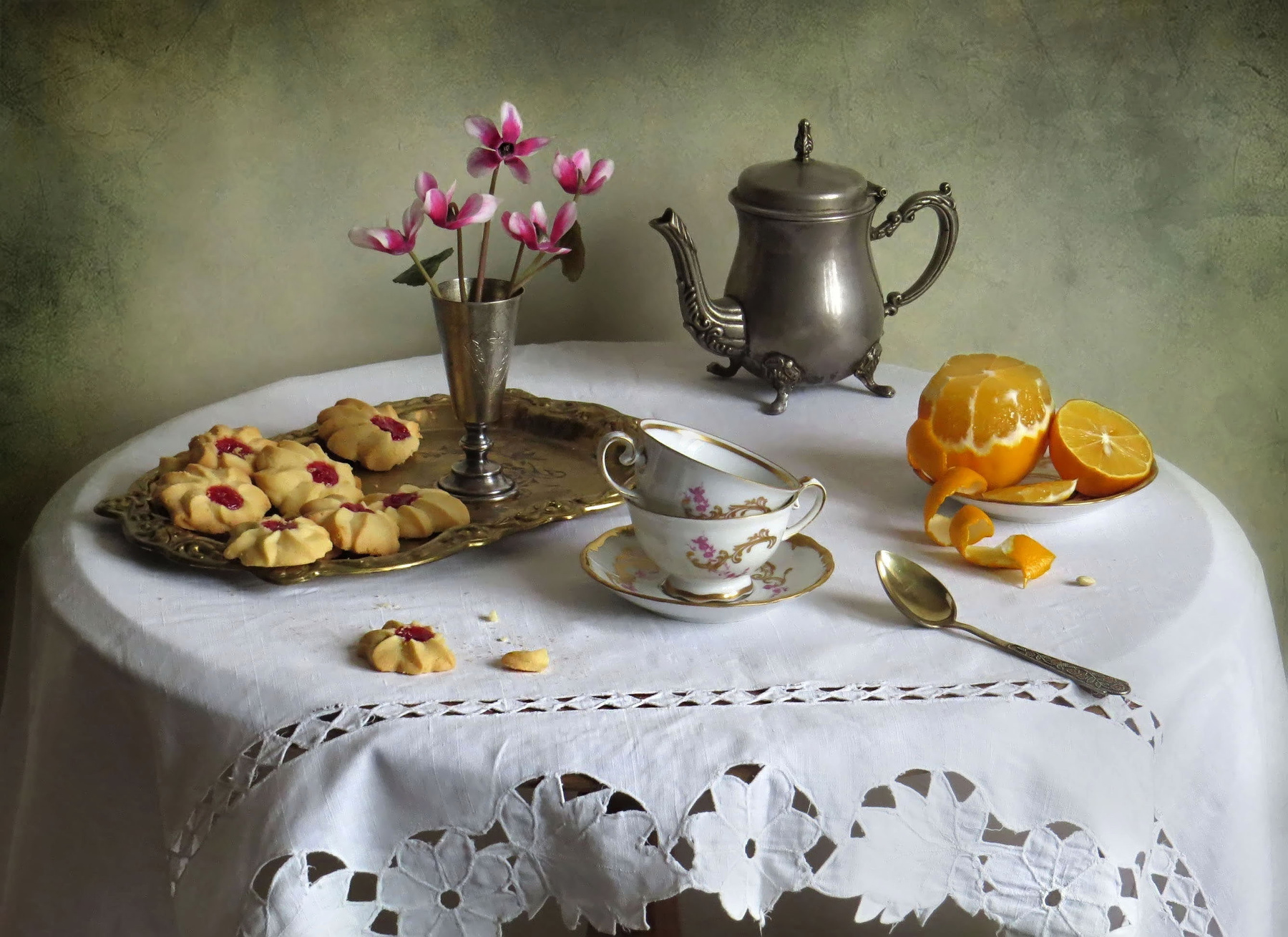 Утро натюрморт натюрморты лимон цветы печенье