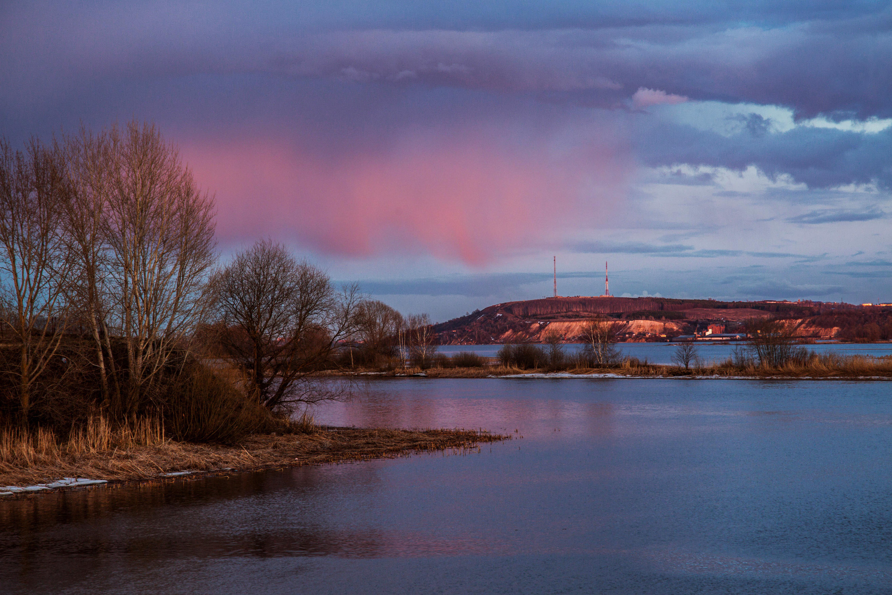 Отблески заката природа пейзаж весна вечер закат река волга юдино татарстан