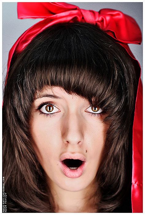 Happy Holidays! Girl Nice Funny Bow Cool face Portrait Lips Foto Photo
