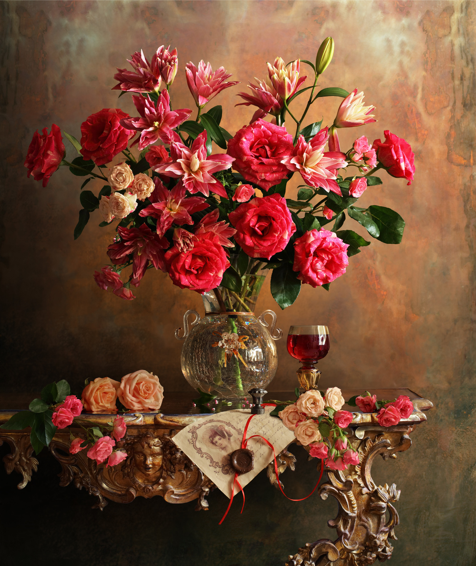 Натюрморт с цветами цветы розы букет
