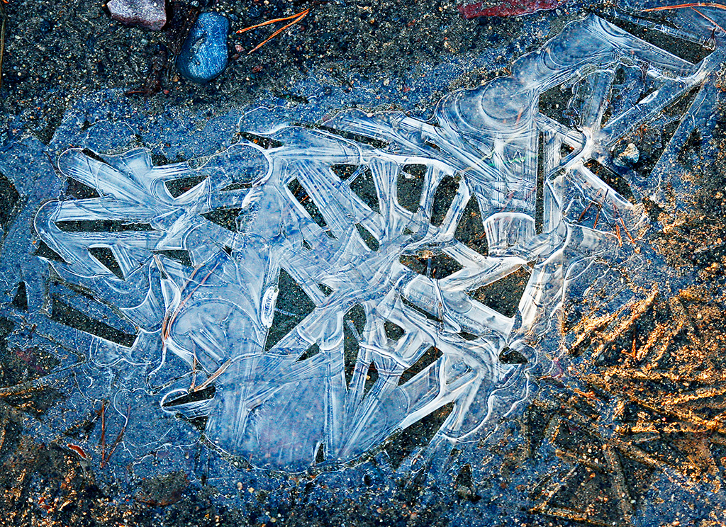 Узоры Талви Укко (Карельский дед мороз) лед лужа мороз дорога утро узоры