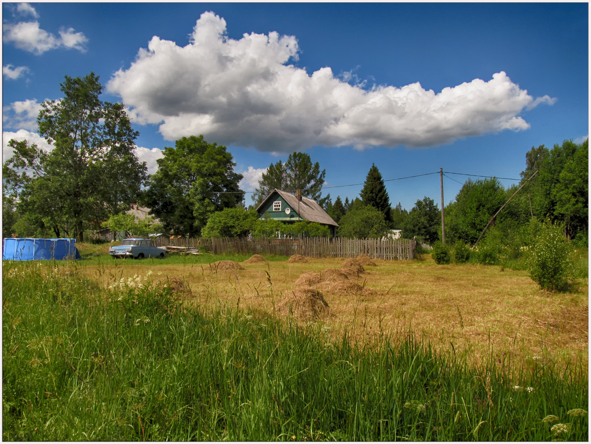 Это было летом, летом...) Пастораль сенокос облако летние зарисовки пейзаж дом