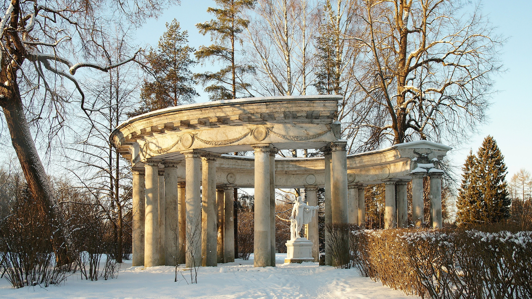 Колоннада Аполлона Павловский парк зима колоннада Аполлона лес