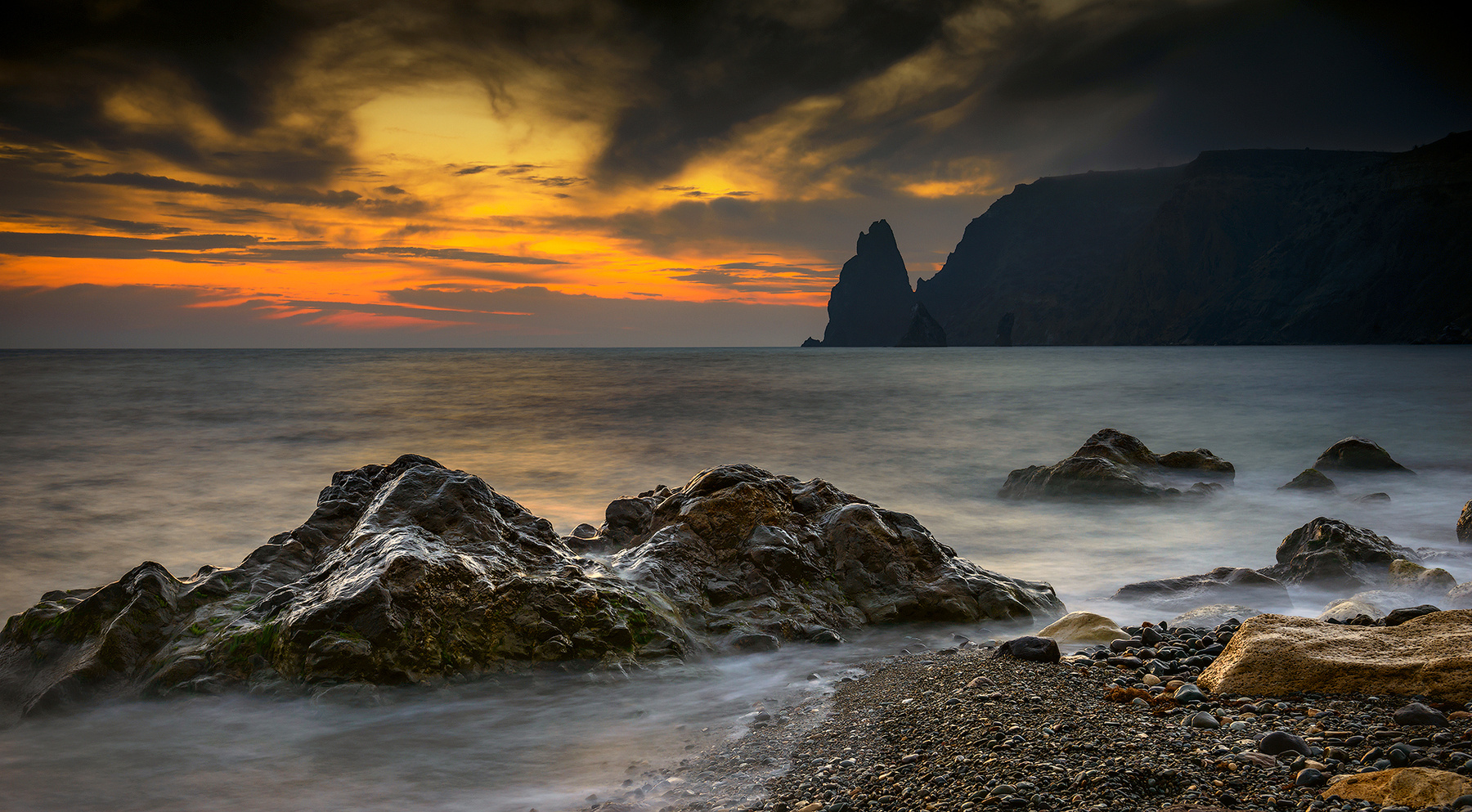 Камни Фиолента Крым природа пейзаж море вечер закат
