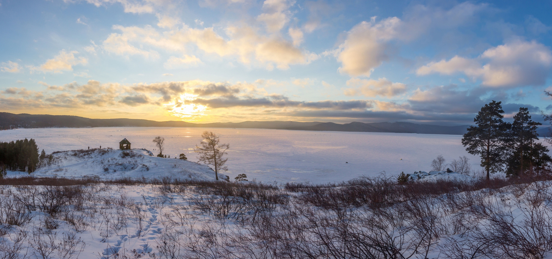 Закат над Тургояком. Южный Урал Миасс Тургояк природа зима озеро закат