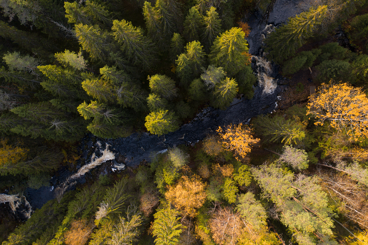 Карельский Инь и ян Карелия водопады Karelia Waterfall осень