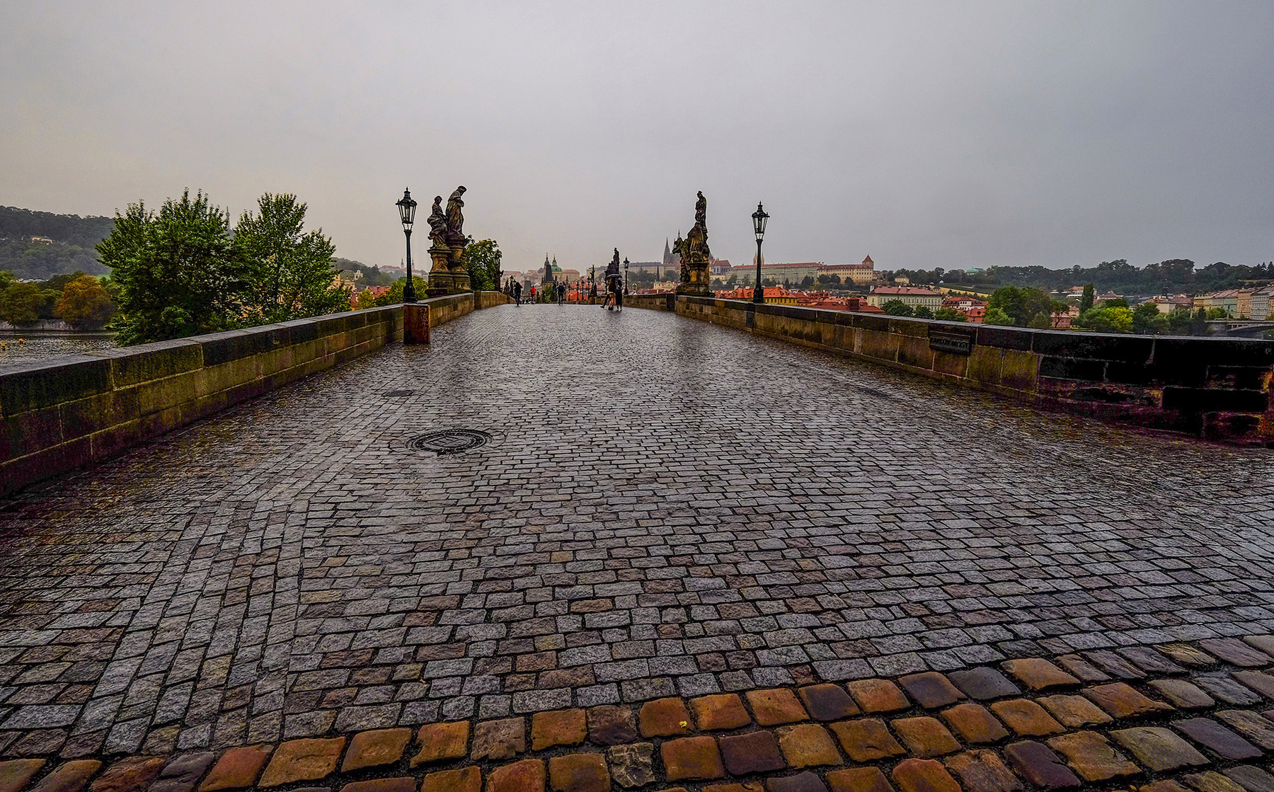 Дождливое утро на Карловом мосту Прага