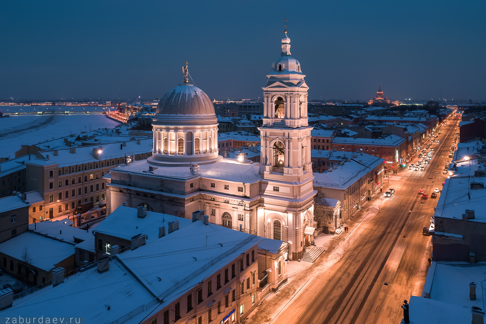 Церковь Святой Екатерины у Тучкова моста россия петербург вечер зима аэрофотосъемка дрон