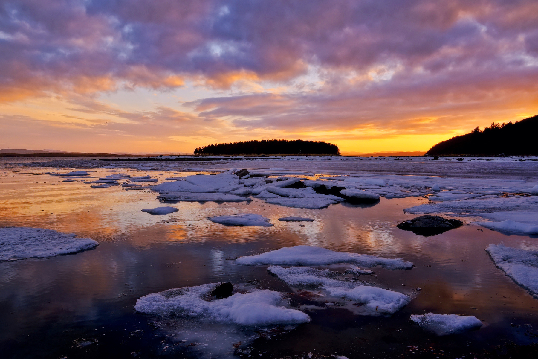 Закат белое море мурманская область лед вечер закат