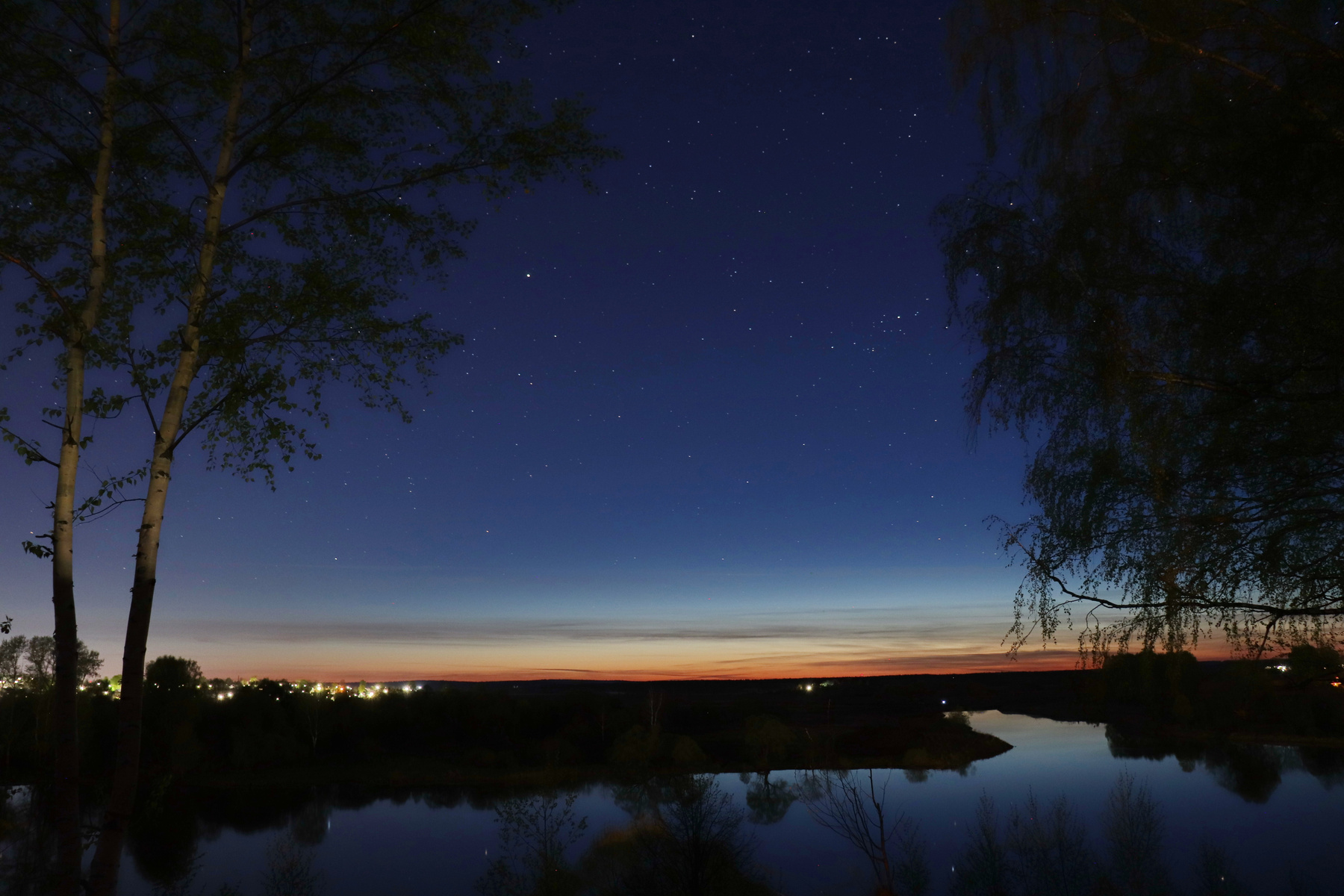 Поздний вечер. Звёзды над рекой Тезой. Шуя город река Теза Ивановская область вечер звёзды астрофотография