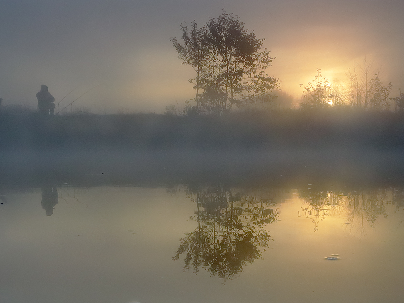 Тишина..... река свет рассвет утро туман