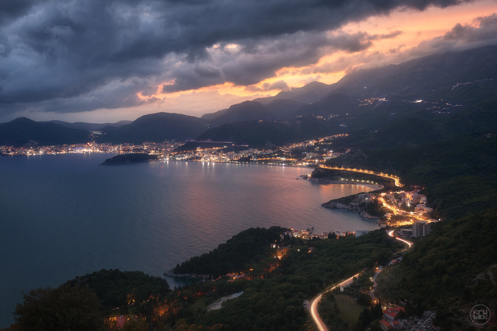 Будванская Ривьера на закате krubek черногория закат море будва
