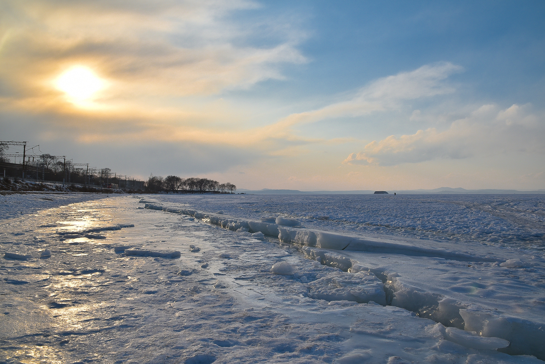 Зимнее море Зима февраль море Владивосток солнце закат пейзаж