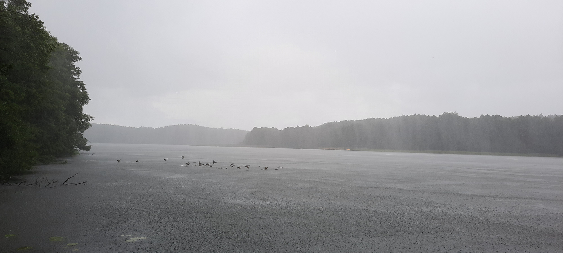 дождь на озере дождь озеро Польша