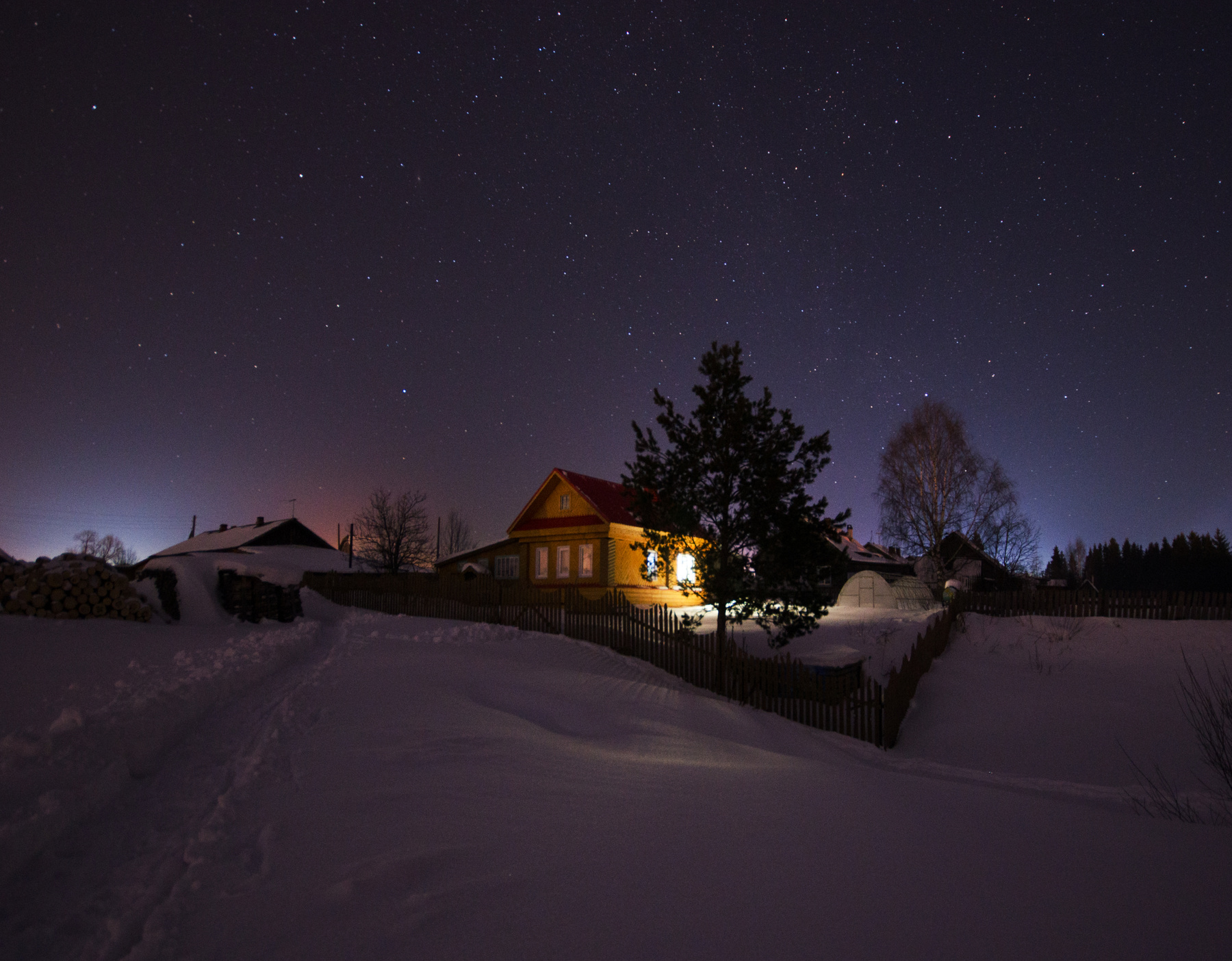 Морозная ночь февраля Звезды дом омутнинск небо россия природа