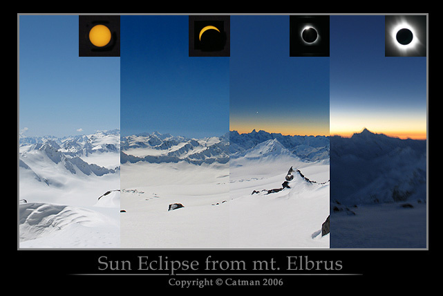 Eclips Light Затмение 29 марта Эльбрус Солнце горы снег