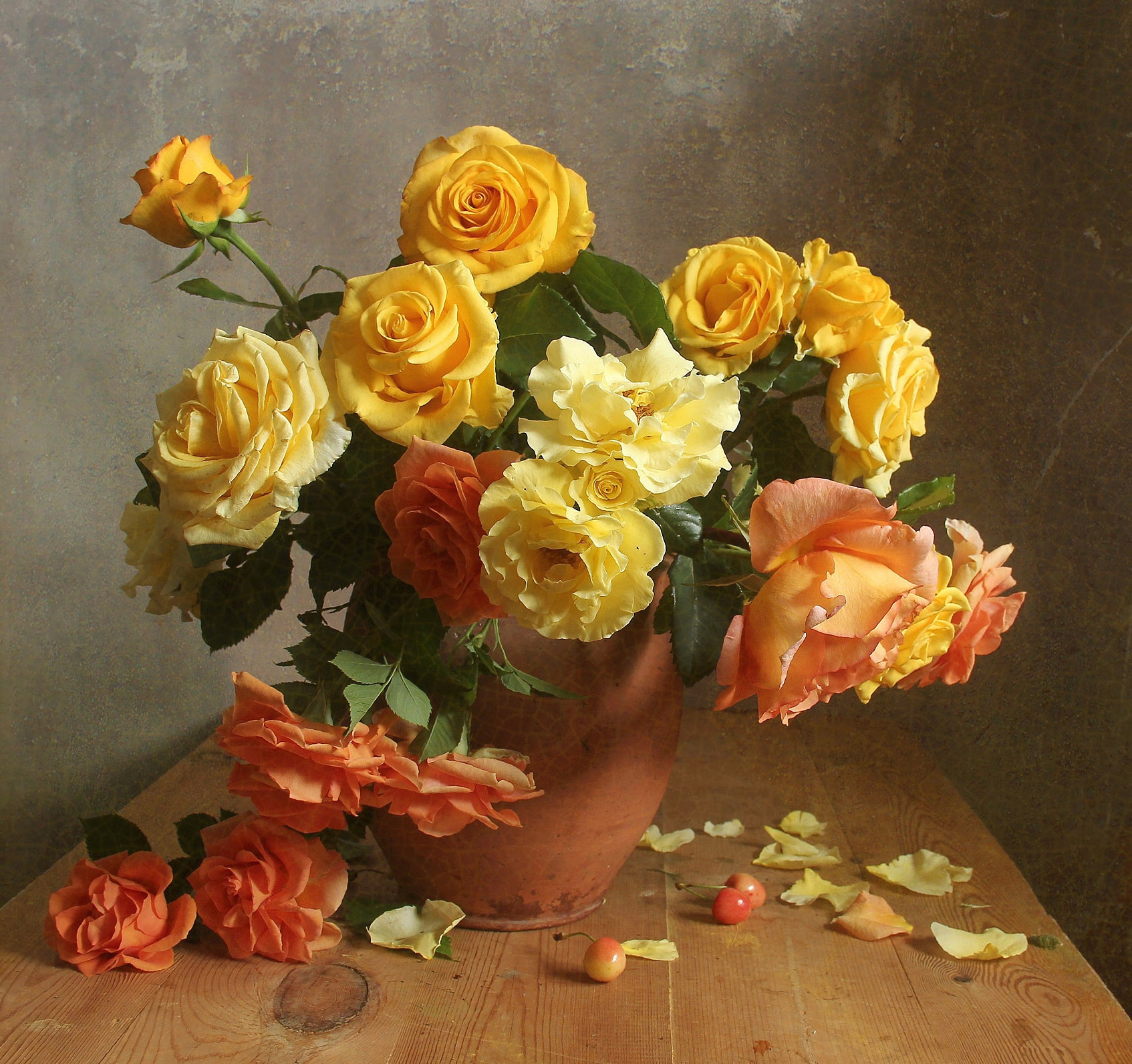 Растворилась нежность солнечных лучей Натюрморт розы букет цветов в вазе