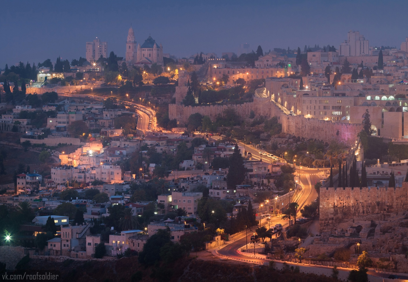 Иерусалим Иерусалим Израиль Палестина Архитектура Город храм ночь арабы церковь религия дорога