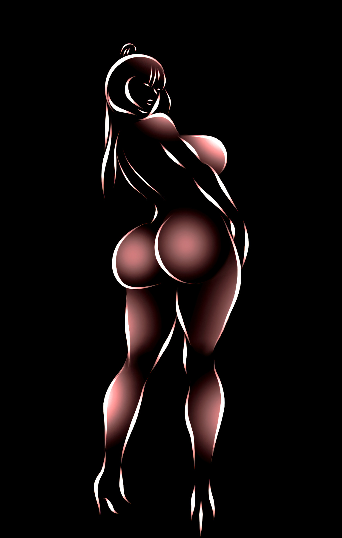 The girl stands half a turn. breast erotic glamour ideal naked nude perfect perfection illustration drawing art digital sensual skin vogue elegance gorgeous hairstyle lady luxury sexy body curly female model posing pretty adult attractive beauty black fashion woman young artistic bab