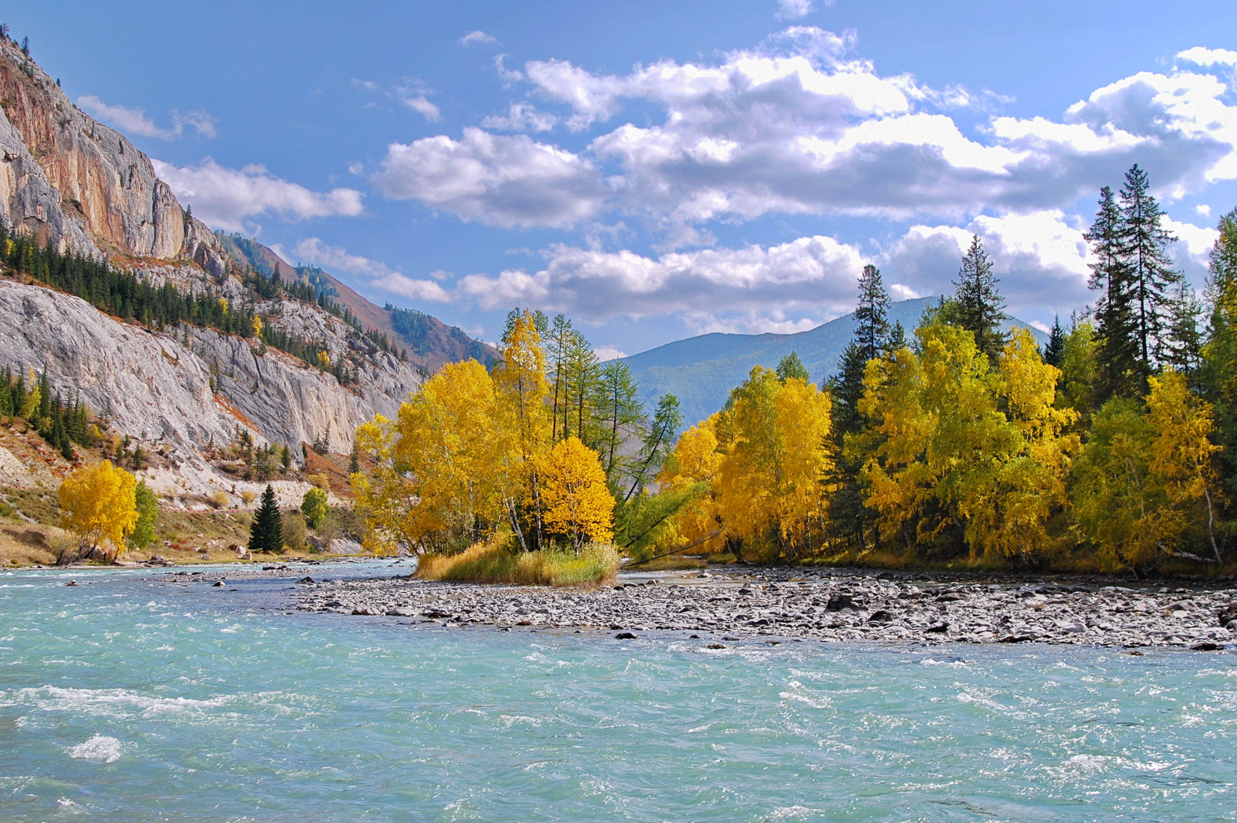 золотая осень,Чуя Горный Алтай пейзаж реки Чуя nataly-teplyakov