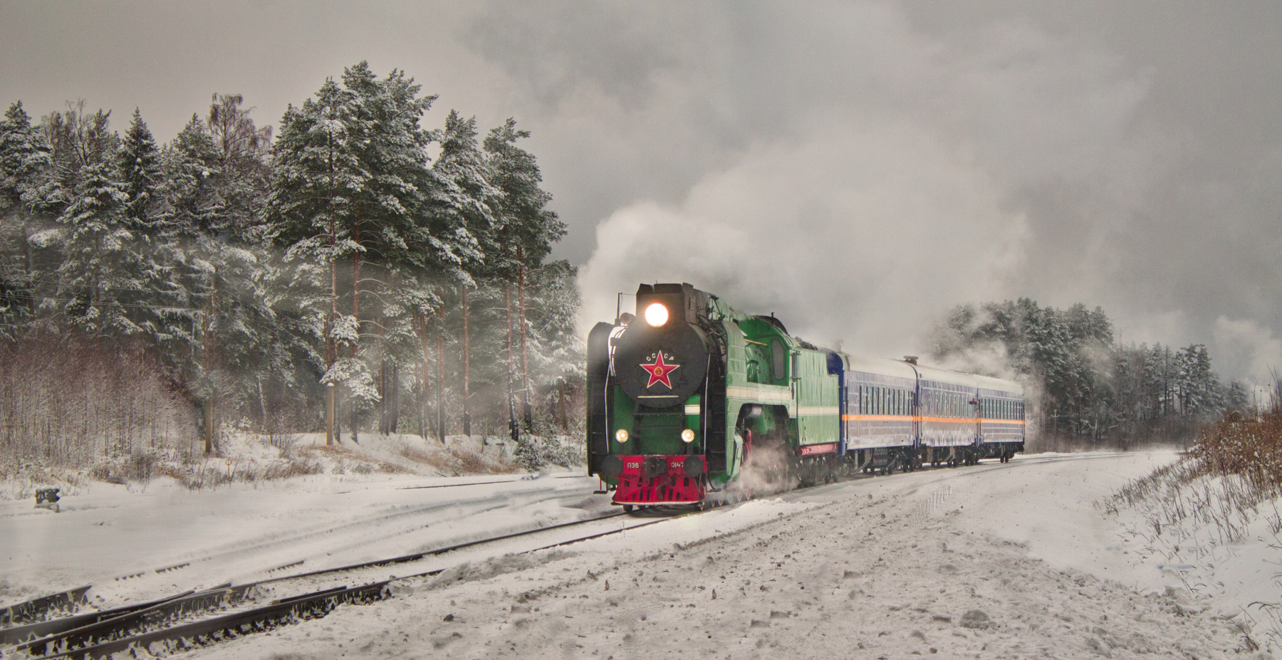 *** Паровоз железная дорога зима рождество ретро поезд