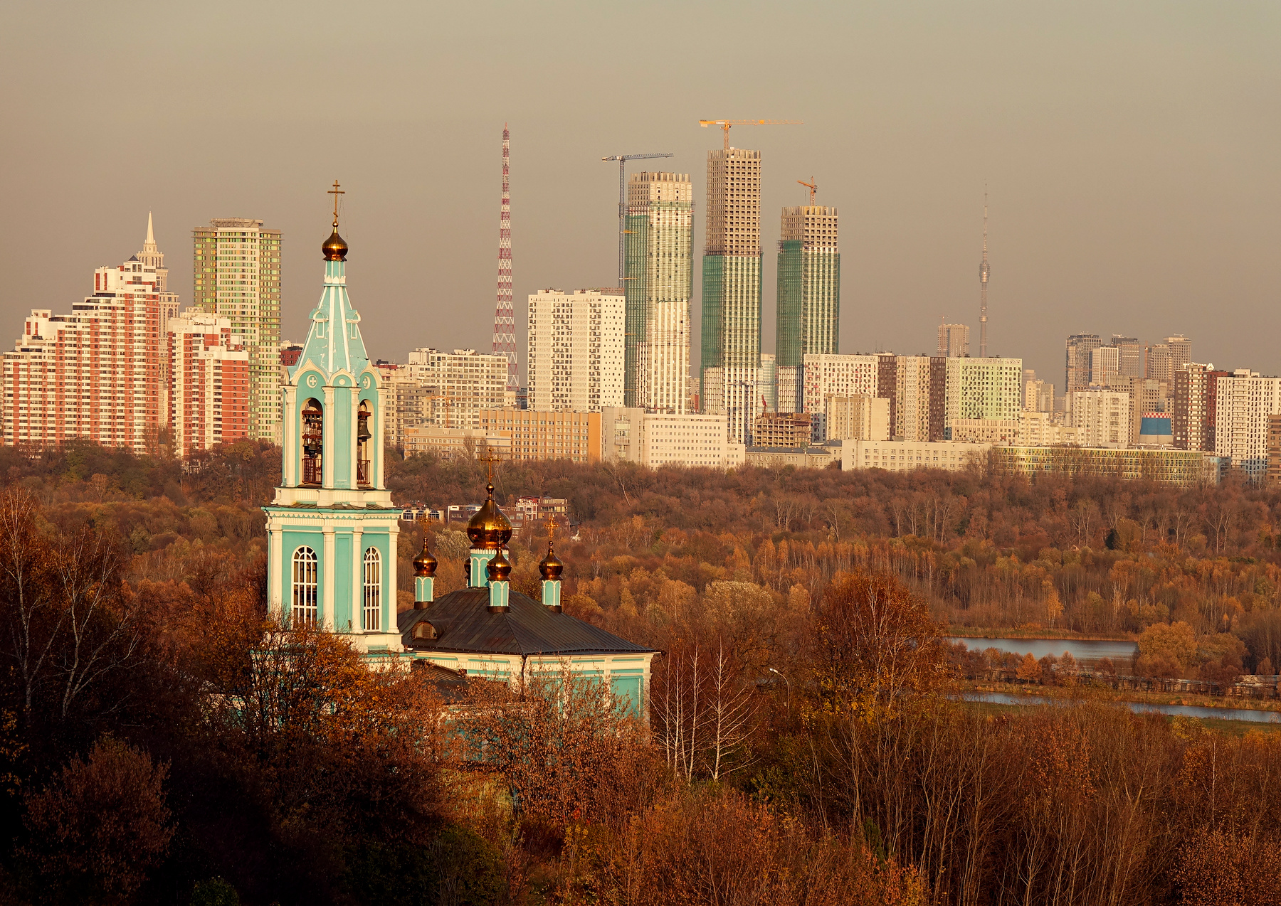 Московский горизонт Москва вечерний вид с Крылатских холмов