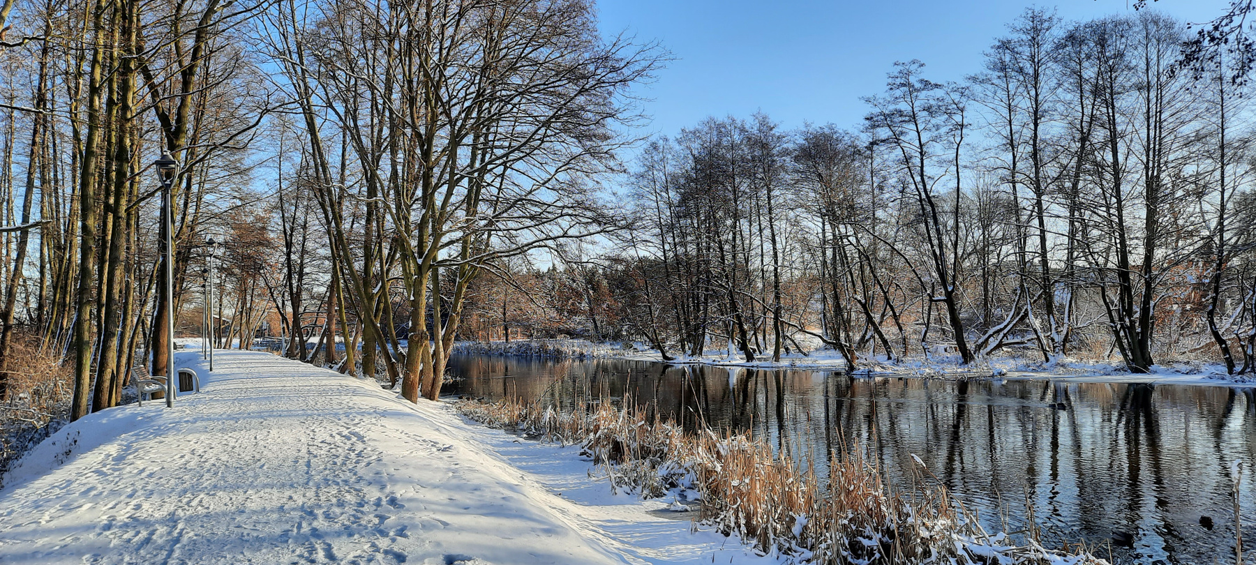 Река зимой Река зима снег Польша