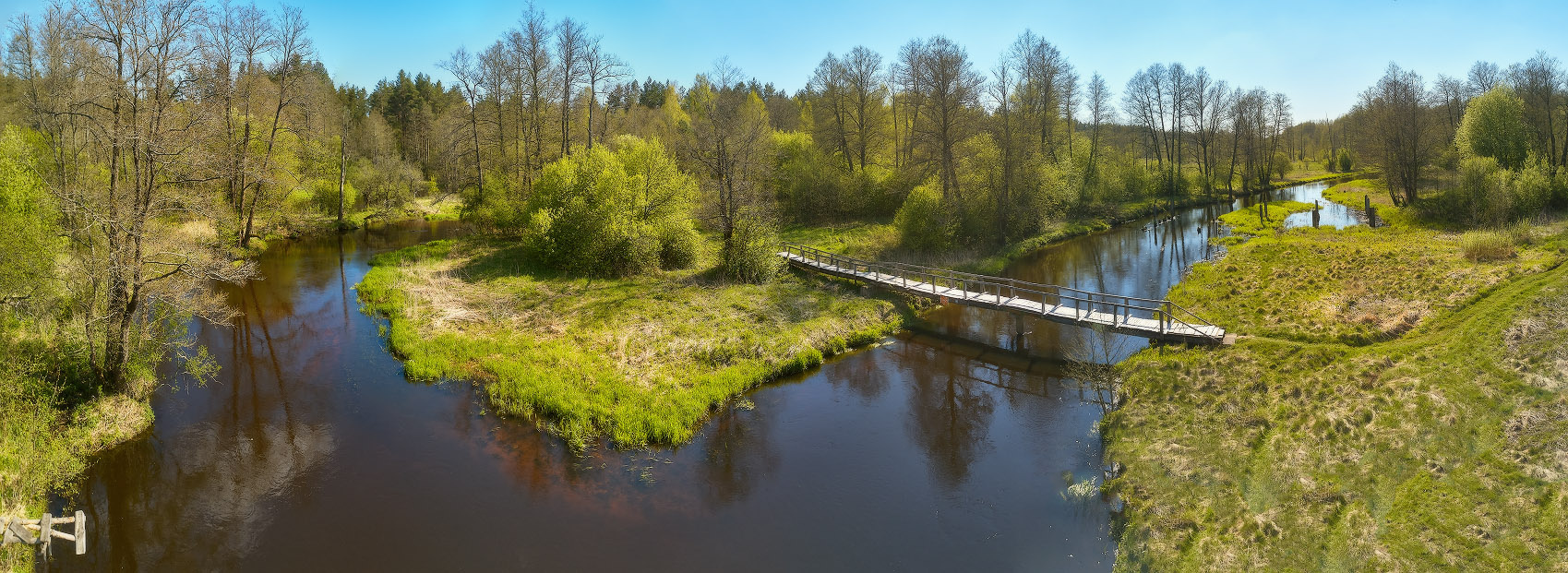Весна на Узлянке Беларусь Весна Май Панорама Река Узлянка
