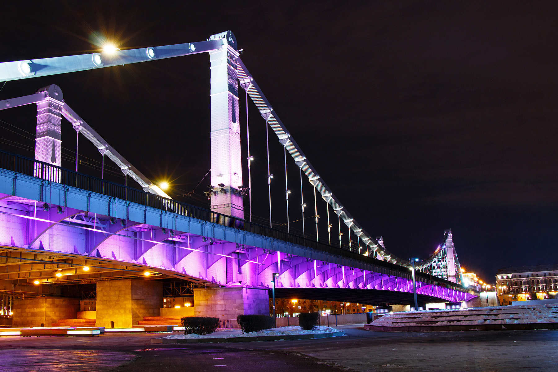 Пустота ночного города. город ночь пустота мост Москва фонари подсветка иллюминация дорога