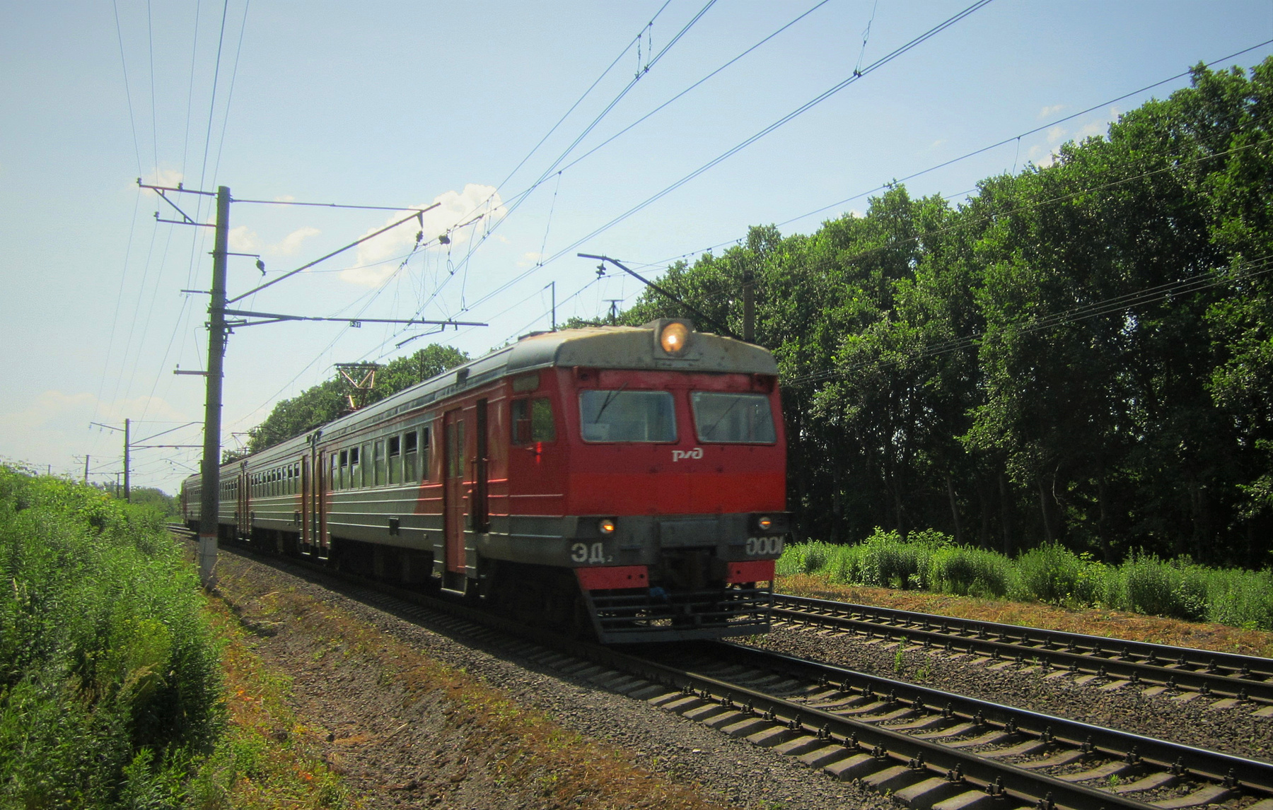 ЭД2 - 0001 ЭД2 электричка железная дорога лето