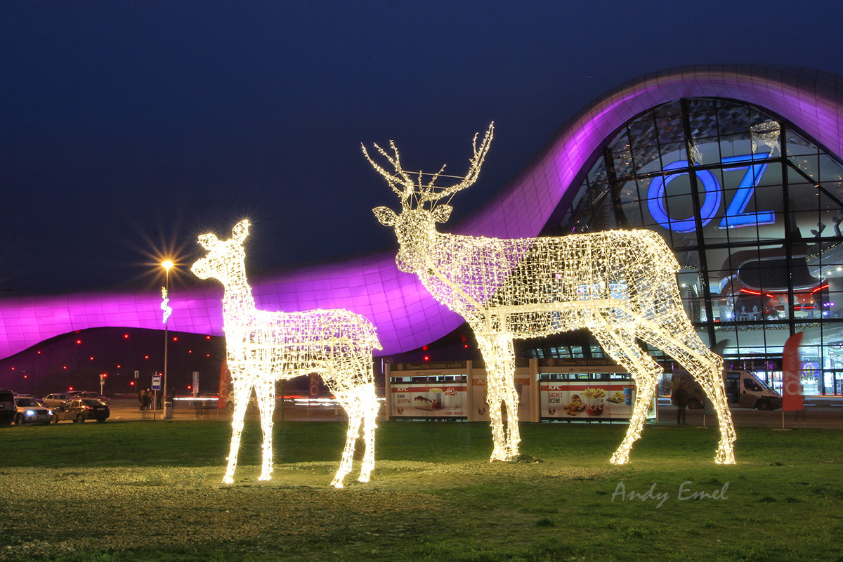 новогодняя ночная Краснодар Oz Mall Олени светодиодная фигуры