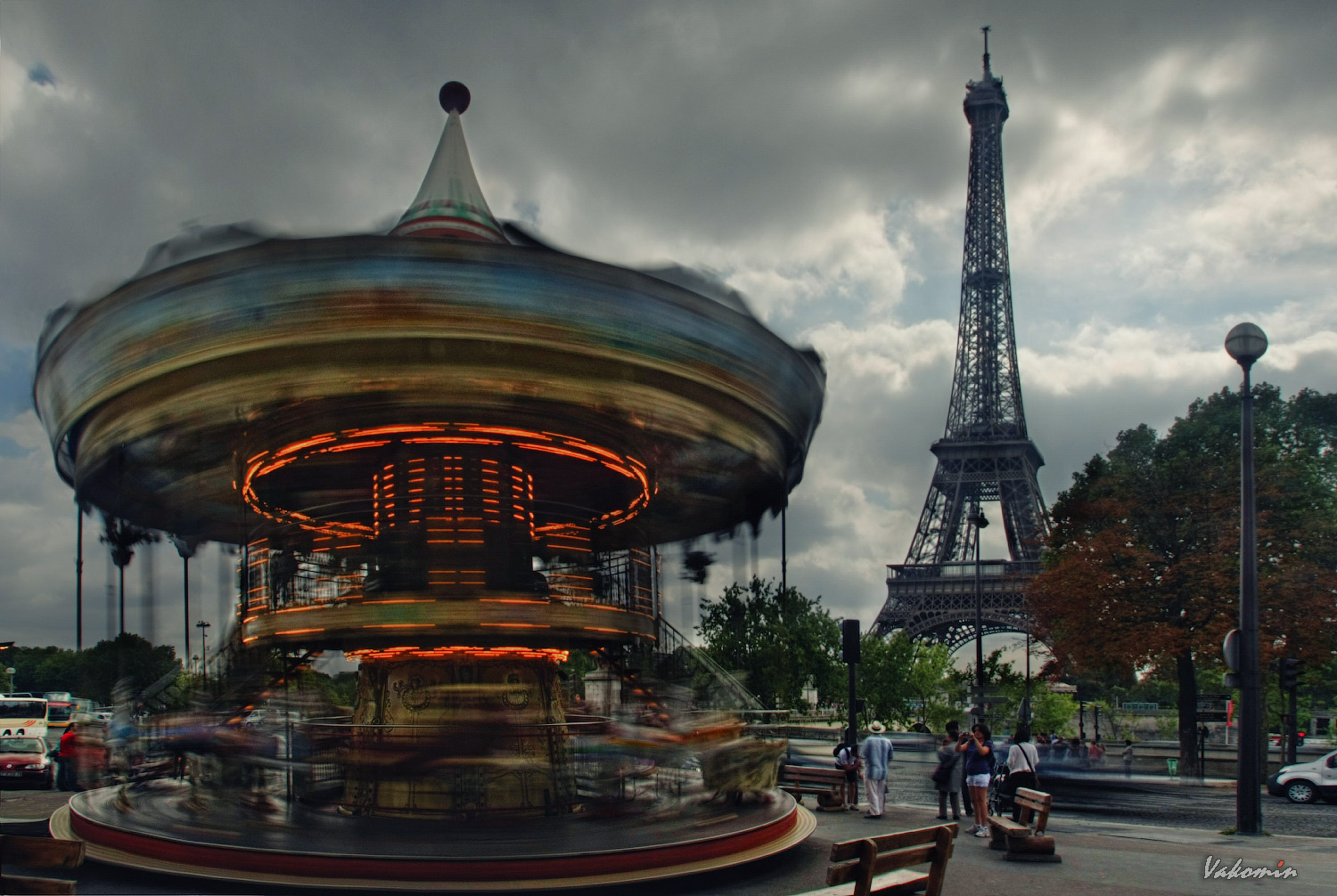Парижская карусель Франция Париж Эйфелева_башня  Paris France Tour_Eiffel vakomin