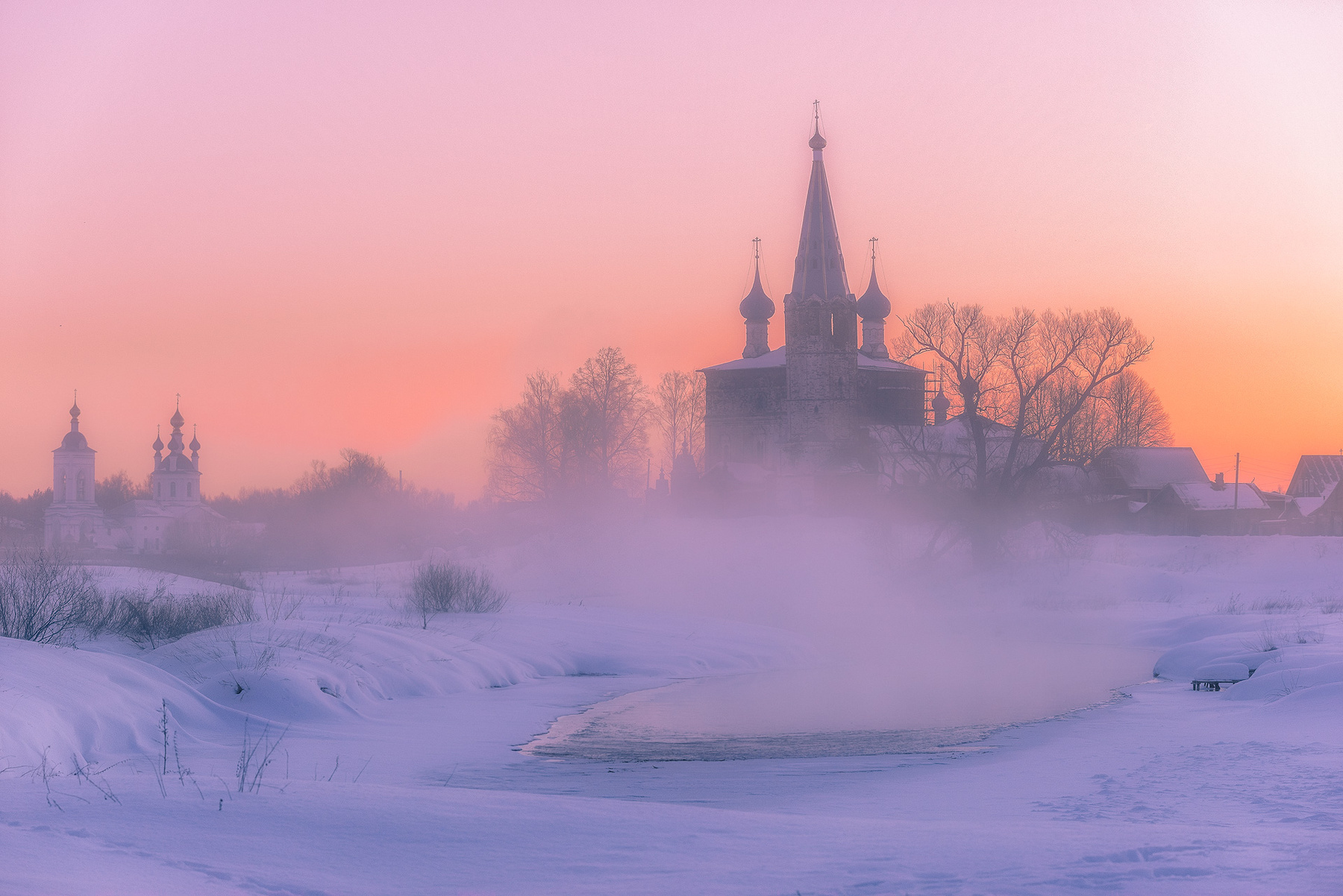 *** дунилово церковь утро рассвет восход туман