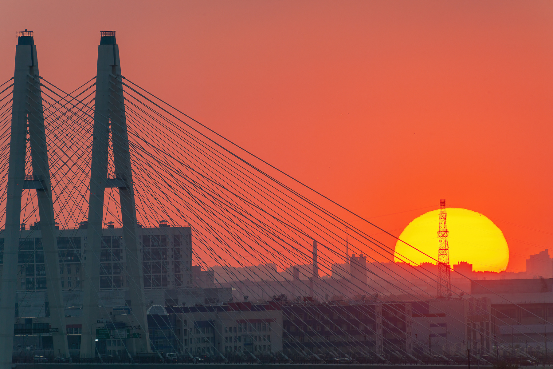 Вантовый мост на закате санкт-петербург вантовый мост солнце лето закат