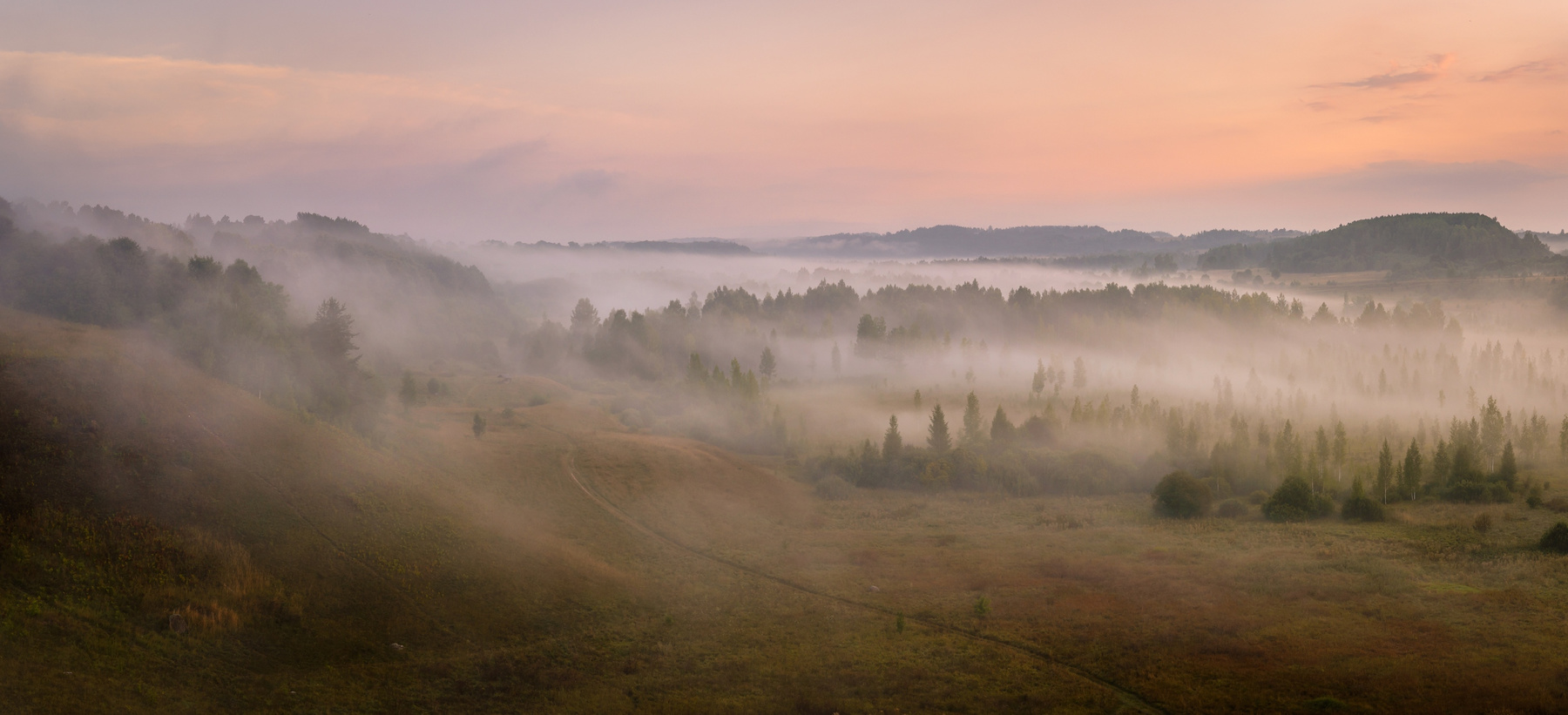 Утро туманное пейзаж утро псков туман природа лето