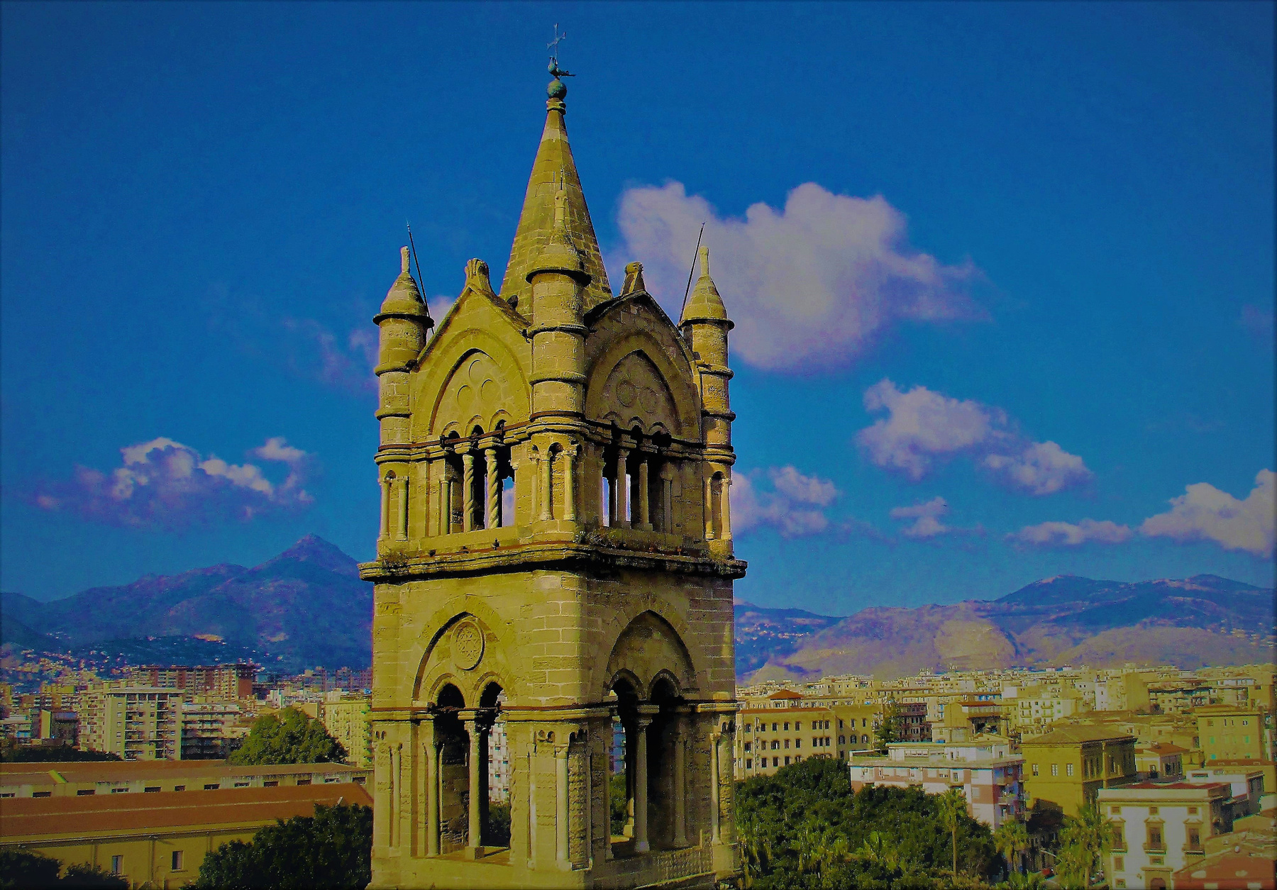Взгляд на Палерму Путешествия Палермо башня Кафедрального Собора