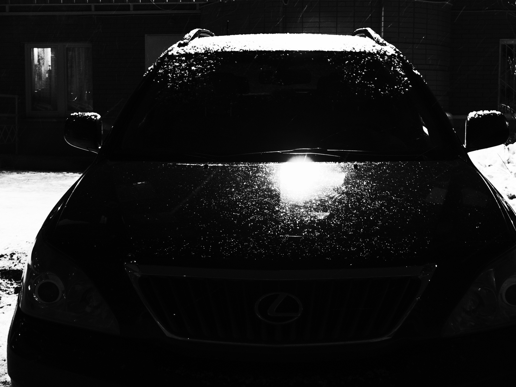Winterabend город зима вечер ночь авто снег блик свет тьма Шварц