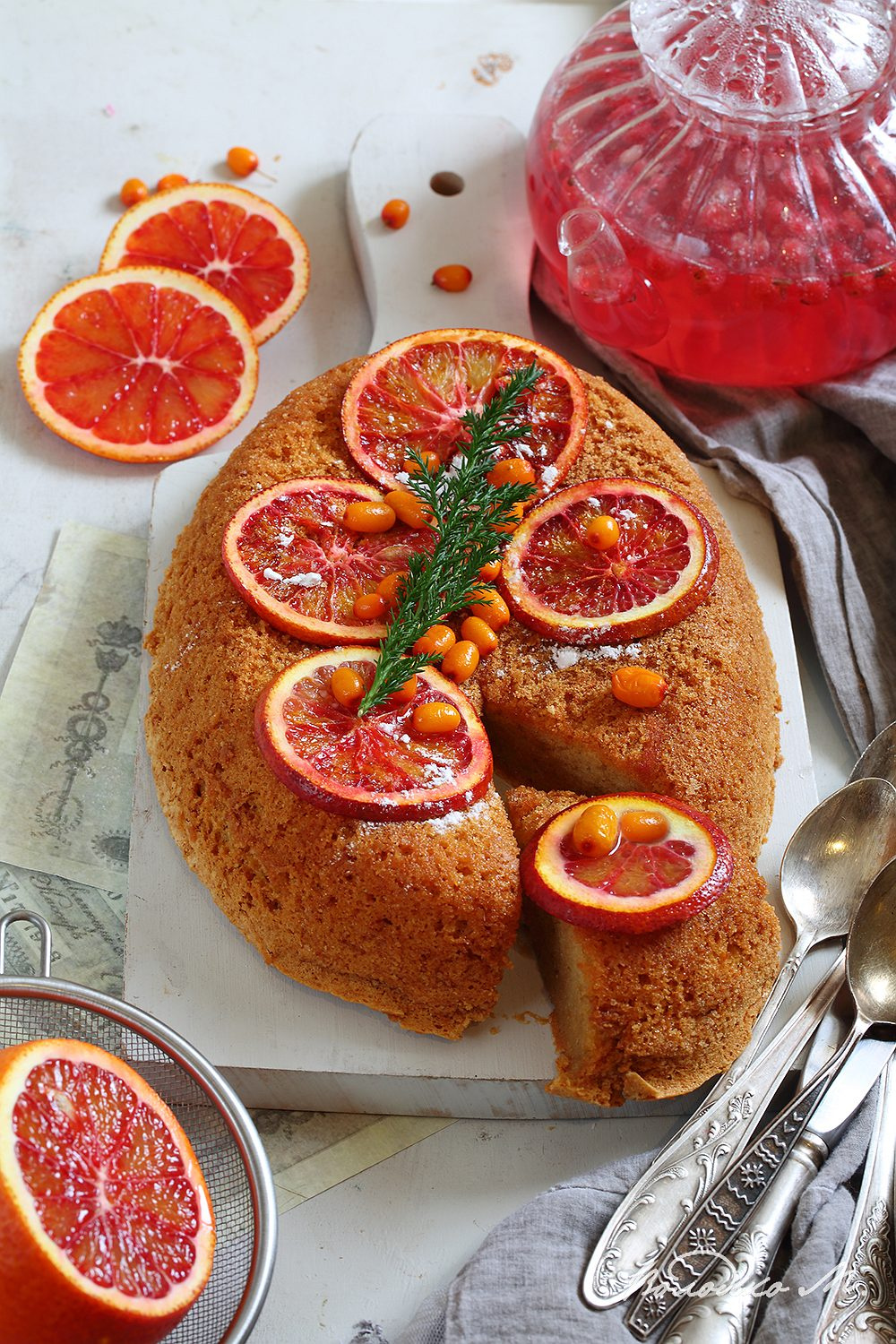 Пирог с красными апельсинами пирог бисквит апельсин
