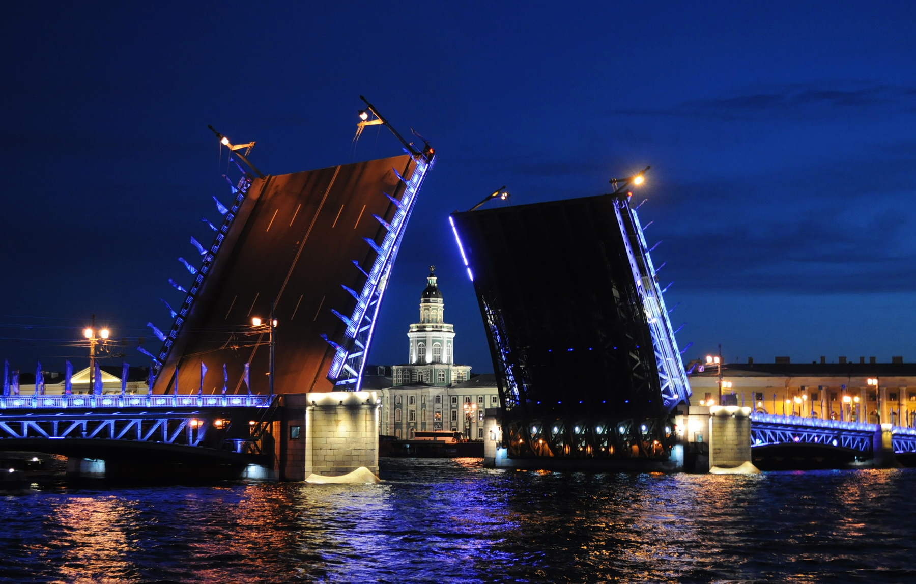 Кунсткамера и Дворцовом мост в белую ночь белая ночь кунсткамера Дворцовый мост