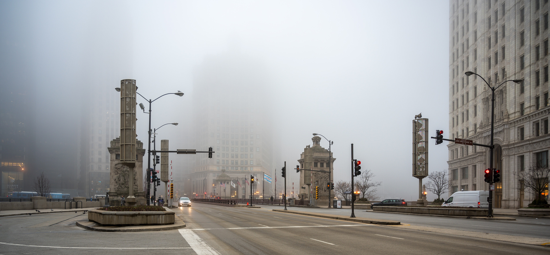 Туман в большом городе Чикаго туман