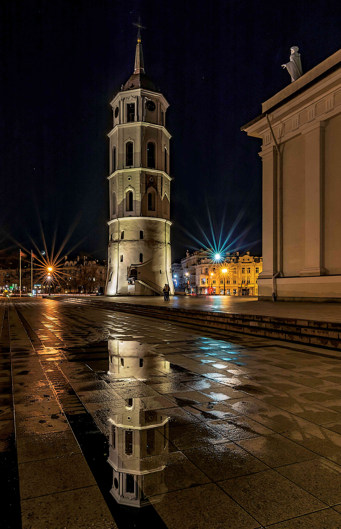 Ночное свидание Кафедральная площадь Вильнюс ночь