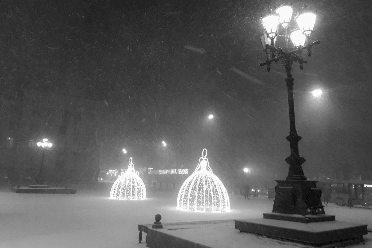 Утро город зима снег Брянск