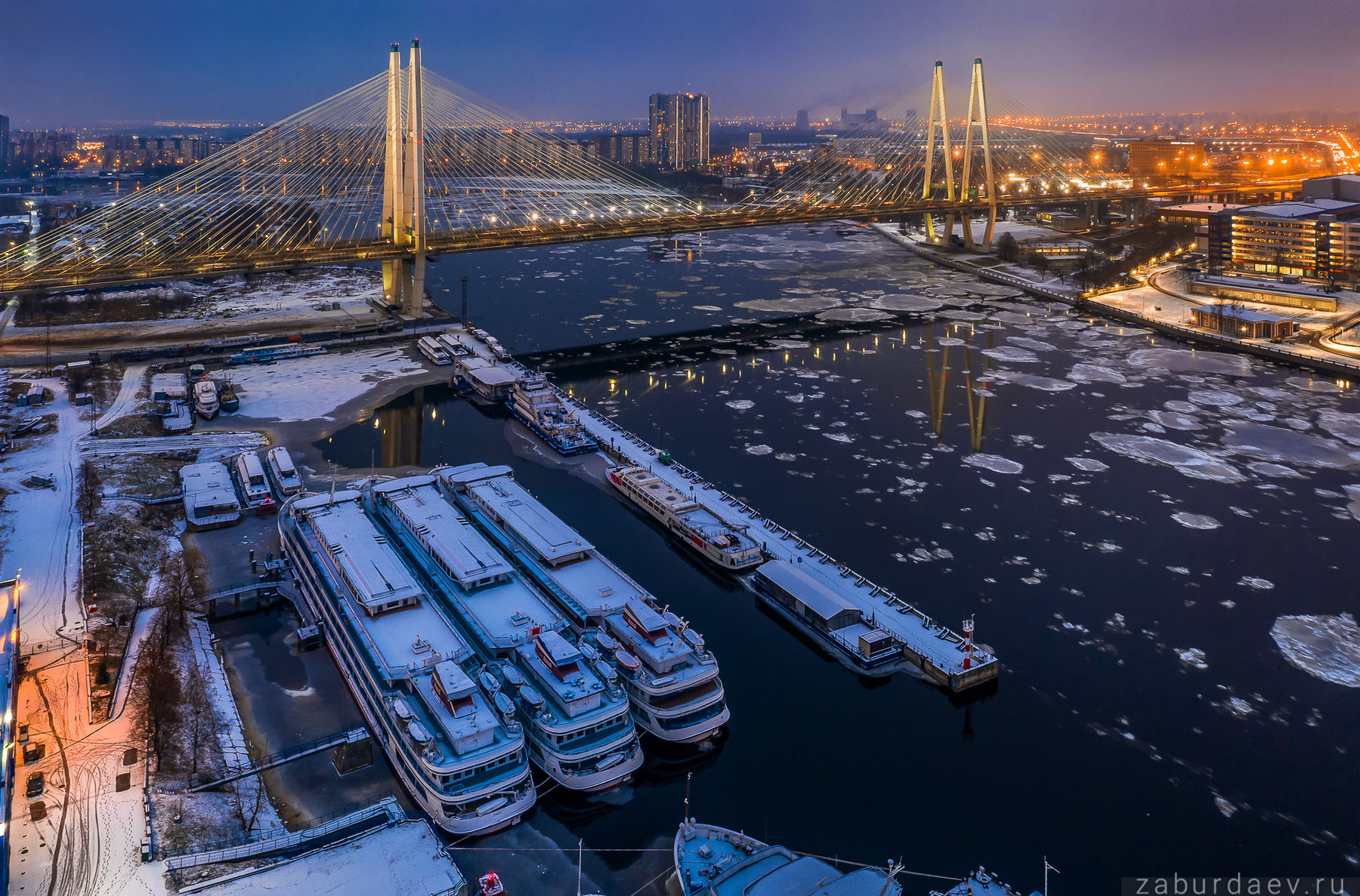 Большой Обуховский мост россия петербург зима дрон