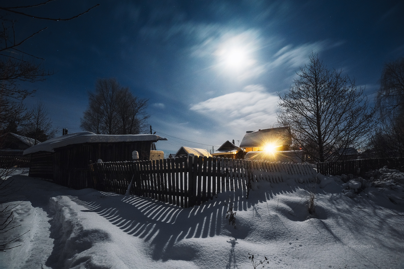Пеновские ночи ночь зима звезды снег деревня