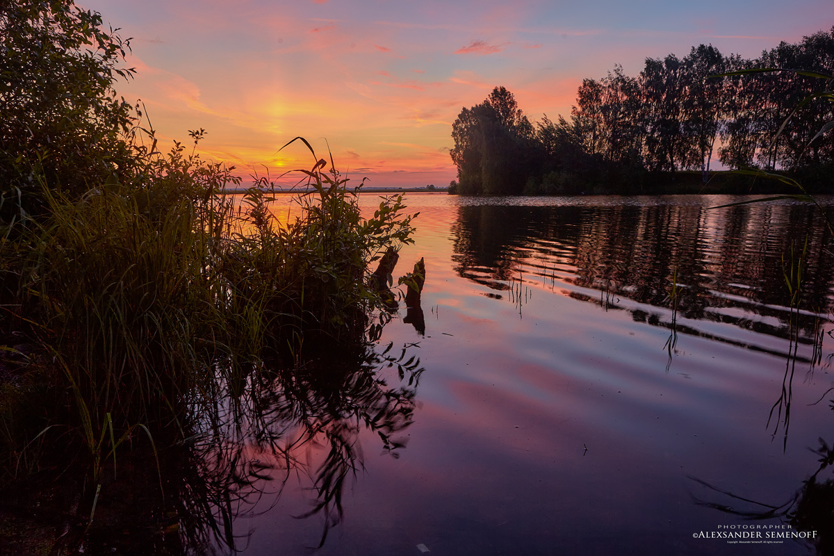 утро на Шунгенском озере утро озеро рассвет заря берег