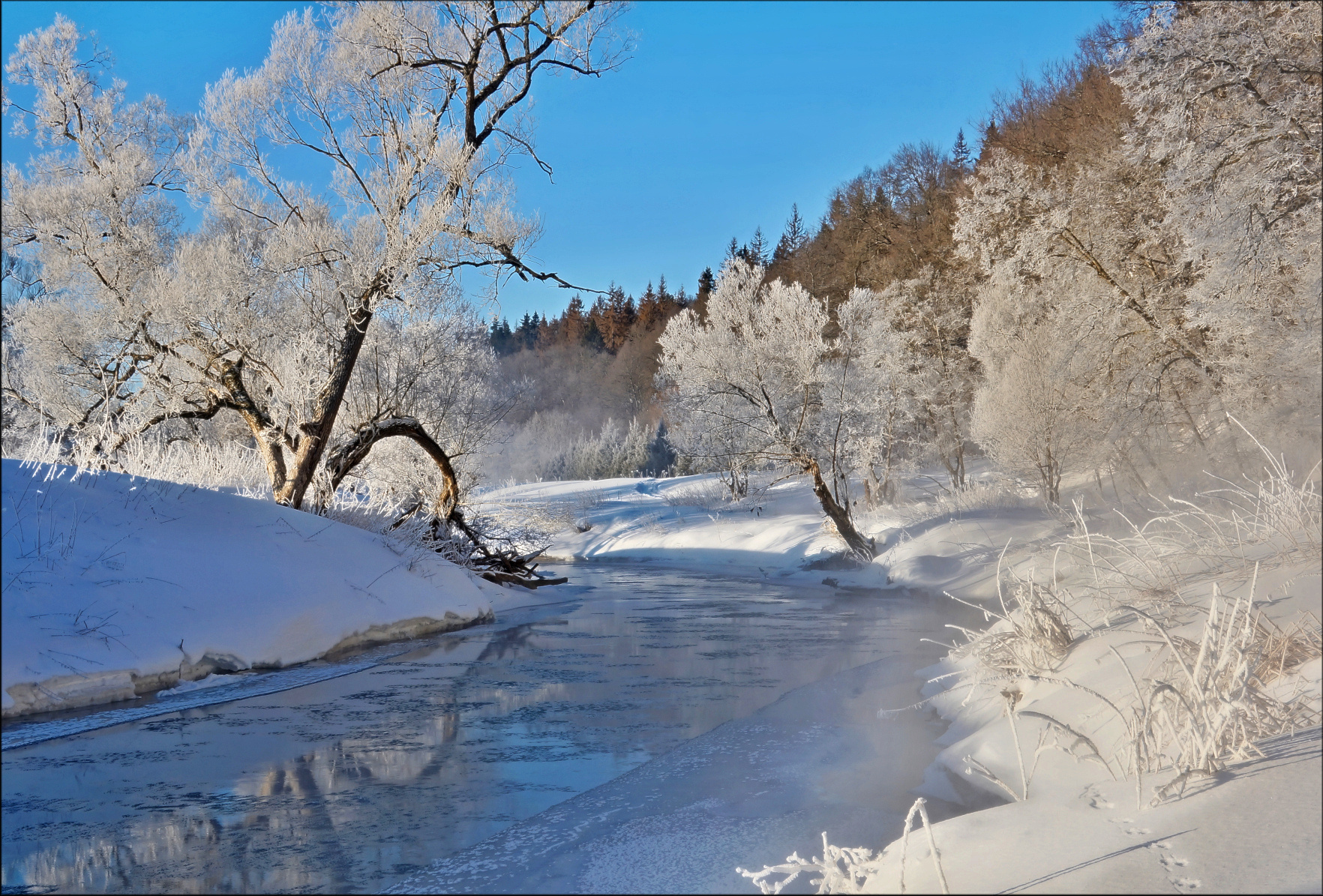 *** мороз река иней
