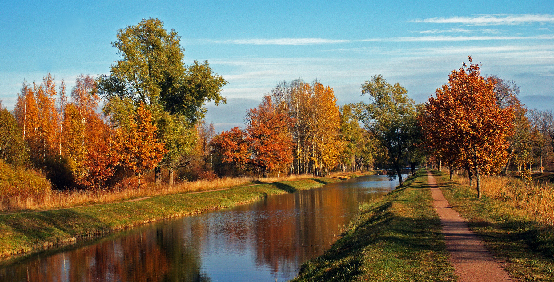 Старопетергофский канал 17 октября 2015 дорога канал луговой парк осень
