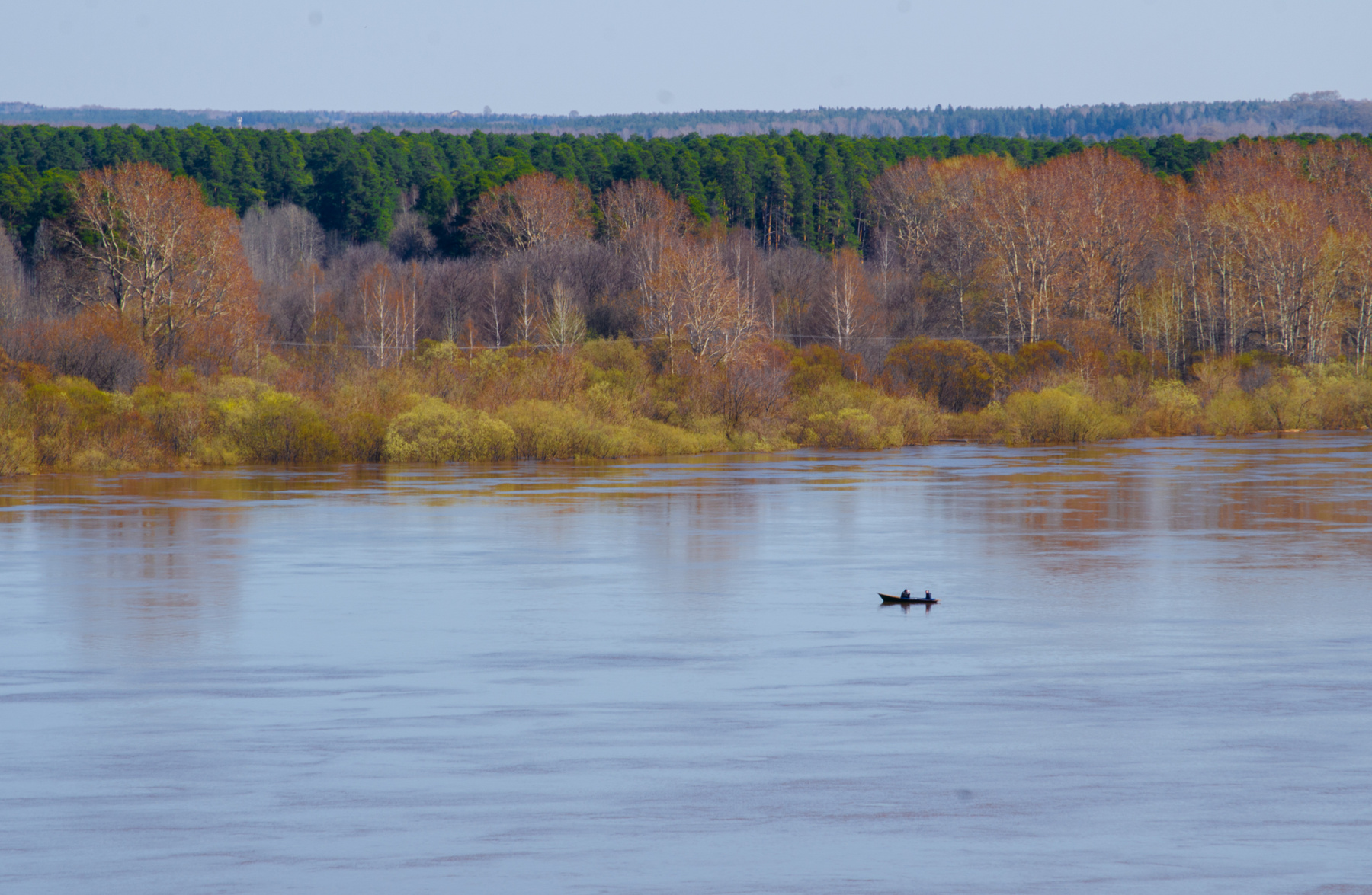Разлив Вятки Вятка река половодье весна лодка природа вода